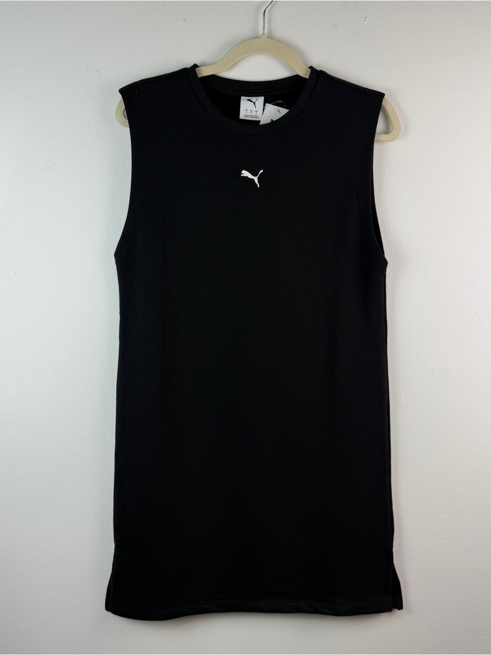 PUMA Sleeveless T-Shirt Dress Small Black Stretch Golf Tennis Athleisure New
